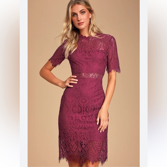 Lulus Dresses & Skirts - Lulus Remarkable Burgundy Lace Midi Dress